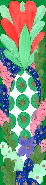 Free pineapple bookmark featuring an artistic pineapple on a green background